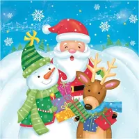 Daisy kerst thema servetten - 60x st - 33 x 33 cm - kerstman, sneeuwpop en rendier