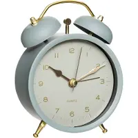 Atmosphera tafelklok Gaston - grijsblauw - dia 10 cm - metaal/glas - rond - klassiek/chic wekker