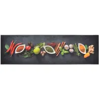 The Living Store Keukenmat - Kruidenprint - 150 x 45 cm - Zachte fluwelen stof - Slipvaste latex basis -