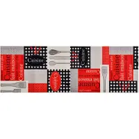 The Living Store Vloermat Cuisine-print - 150 x 45 cm - Wasbaar - anti-slip latex - 100% polyamide