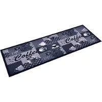 The Living Store Vloermat - Vloerbedekking - 150x45cm - Blauwe Koffie-Print