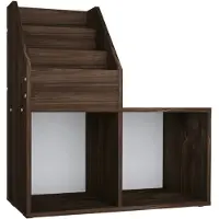 The Living Store Kinderboekenkast - 3 vakken - 2 grote open vakken - Spaanplaat - Gerookt eiken - 71 x 30 x 78.5 cm