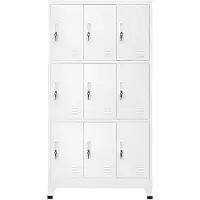 The Living Store Lockerkast - 9 vakken - 90x45x180 cm - Grijs - Staal