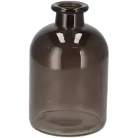 DK Design Bloemenvaas fles model - helder gekleurd glas - zwart - D11 x H17 cm - Vazen