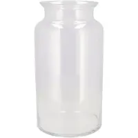 DK Design Bloemenvaas melkbus fles model Milky - transparant glas - D19 x H25 cm - Vazen