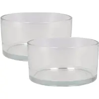 DK Design Schaal/vaas laag model - 2x - cilinder vorm - D19 x H8 cm - transparant glas - bloemenvazen