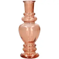 Ideas 4 Seasons Bloemenvaas Venice - voor kleine stelen/boeketten - gekleurd sierglas - helder zacht oranje - D5.7 x H15