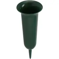 DK Design Grafvaas kunststof - groen - H32 cm - grafdecoratie - bloemenvaas voor herdenkingsplaats/kerkhof - Vazen