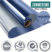 Homewell Zonwerende HR Raamfolie 90x200cm - Statisch Isolerende folie met Spiegeleffect - Blauw (incl. Rakel)