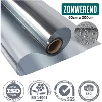 Homewell Zonwerende Raamfolie met spiegeleffect - HR++ Anti inkijk - Zelfklevend en Isolerend - Zilver 60x200'
