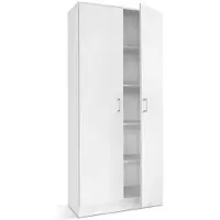 Interiax Opbergkast - Kledingkast 'Amelie' 2 deuren en 4 legplanken Wit (180x80x40)
