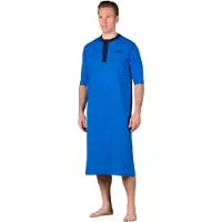 4Care Nachthemd achter open - Ziekenhuiskleding patiënt - Zorg nachthemd- Blauw - L