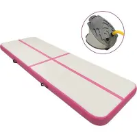 The Living Store Opblaasbare Mat - Gymnastiekmat - Gymnastiekmat met pomp opblaasbaar 300x100x20 cm PVC roze - Trainingsmat - Pvc Mat - Gymmat