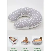 MorDesign Voedingskussen met hoes van 100% katoen / Dubbelzijdig borstvoedingskussen / Babysetkussen / Voedingskussen ergonomisch / Öko-Tex Standard 100