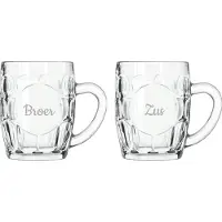 Libbey Gegraveerde Bierpul 55cl Broer-Zus