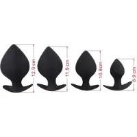 CHISA - Pack 4 Butt Plug Renegade Spade Silicone Black