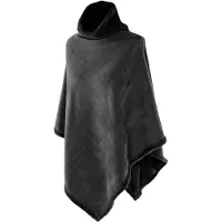 Tiseco HOME STUDIO - Poncho met kraag - CHENILLE - Unisex - 100% polyester - Gris