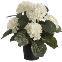 Louis Maes Kunstplant - 4x stuks - Hortensia hydrangea - wit - in pot - 44 cm - met bloemen