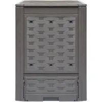 The Living Store Compostbakken - Kunststof met rattan-look - 60 x 60 x 83 cm - 300L - bruin