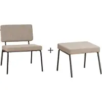 Bronx Scandinavische fauteuil en hocker Espen taupe gerecyclede stof