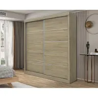 Interiax Kledingkast 'Mila' – Sonoma Eik Schuifdeurkast met 1 Hanger & 4 Legplanken | 197.5x182.5x52.5 cm