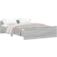 vidaXL Bedframe met hoofd- en voeteneinde grijs sonoma 135x190 cm