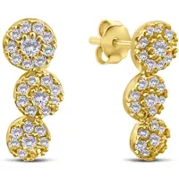 New Bling 9NBSAM-G230226 Gouden Oorknopjes met 3 Rosetten - Zirkonia - Entourage - 12,5x4,9mm - 14 Karaat - Goud