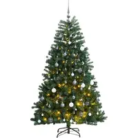 vidaXL Kunstkerstboom met scharnieren 300 LED's en kerstballen 240 cm