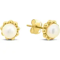 New Bling 9NBSAM-G230290 Gouden Oorknopjes met Parel - Parel 4,2mm - 6mm Doorsnee - 14 karaat - Goud