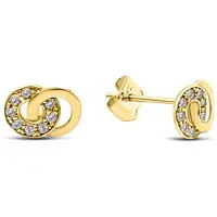 New Bling 9NBSAM-G230236 Gouden Oorknopjes met Zirkonia - Cirkels - 7,2x5,2mm - 14 Karaat - Goud