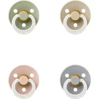 BIBS fopspeen 6-18 maand set 4 stuks Petrol Glow,Sage Glow,Blush Glow en Vanilla Glow maat 2