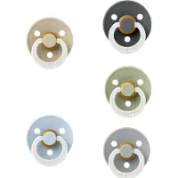 BIBS fopspeen 0-6 maand set 5 stuks Iron Glow,Vanilla Glow,Sage Glow,Cloud Glow en Baby Blue Glow maat 1