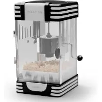 Klarstein popcornmachine klein, popcornmachine voor zoete & zoute popcorn, 300W popcorn maker, retro keukenapparaat voor maïs popcorn, popcorn machine met rvs houder, popcornmachines