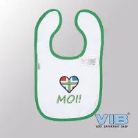 Vib - Slabbetje Luxe velours - Moi (Groningen) (Wit-Groen) - Babykleertjes - Slabbetjes - zwangerschap aankondiging - baby aankondiging