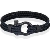 Mendes Triple Rope Armband Boegbeugel - Zwart-23cm