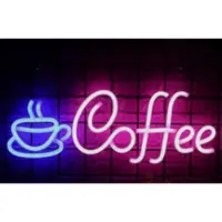 Groenovatie LED Neon Wandlamp "Coffee" - Op USB - 42x22x2cm - Blauw/Roze