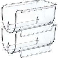 Excellent houseware Flessenrek - koelkast organizer - 2x - stapelbaar - kunststof - wijnrek
