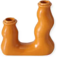 Boltze - Kandelaar - Kaarsenhouder - Limaro - Oranje - Keramiek - 15cm
