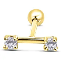 New Bling 9NBSAM-G230348 Gouden Piercing - Zirkonia - 2,2x8,5mm - 10,8mm Totaal Lengte Piercing - 14 Karaat - Goud