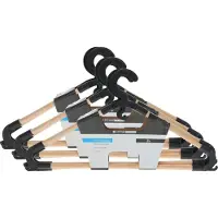 Storage solutions Kledinghangers met broekstang - 9x - hout - zwart - 43 x 20 cm