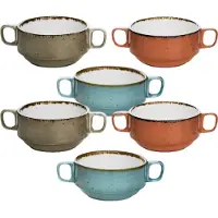 COSY&TRENDY Brisbane Soepkommetjes D10xh5,3cm - BLUE-GREY-ORANGE (set van 6)