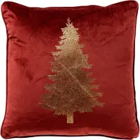 Textino TREE - sierkussen 45x45 cm - kerst - fluweel - Biking Red - rood