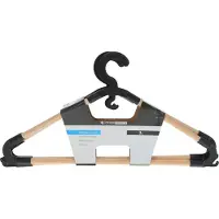Storage solutions Kledinghangers met broekstang - 3x - hout - zwart - 43 x 20 cm