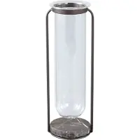 Ptmd collection PTMD Kirsa Black round glass vase metal marble holder L