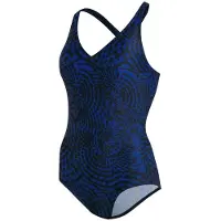 Speedo Lexi Printed Shaping Swimsuit Women, blauw/zwart DE 40 | US 36 2021 Badpakken