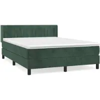 vidaXL Boxspring met matras fluweel donkergroen 140x190 cm