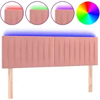 vidaXL Hoofdbord LED 144x5x78/88 cm fluweel roze