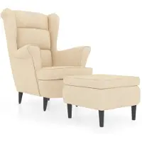 vidaXL Fauteuil met voetenbank fluweel crèmekleurig