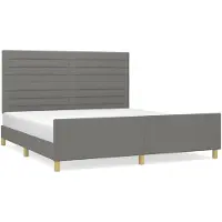 vidaXL Bedframe zonder matras stof donkergrijs 160x200 cm