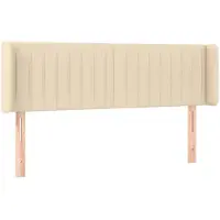 vidaXL Hoofdbord met randen 147x16x78/88 cm stof crèmekleurig